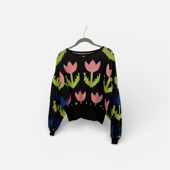 Free People x Pastiche Floral Geometric Knit Sweater - Picture 4 of 6